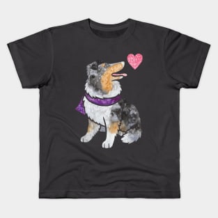 Watercolour Rough Collie dog (merle) Kids T-Shirt